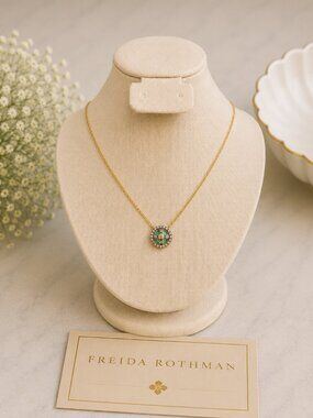 Freida Rothman Turquoise Clover Cage Pendant Necklace $150 MSRP